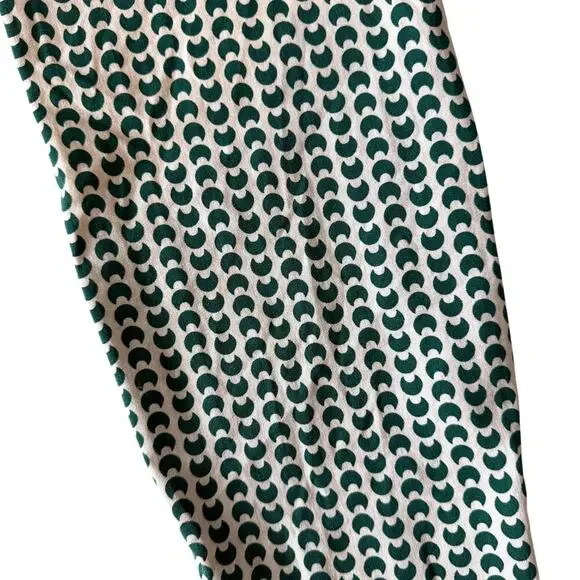 Women's High Rise Slim fit Ankle Pants Green & White Half Moon Print Size 10 - Picture 4 of 6